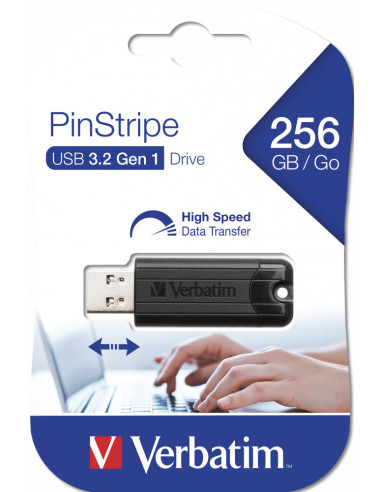 49320,MEMORIE USB VERBATIM PINSTRIPE 256GB USB 3.0 NEGRU "49320" (TIMBRU VERDE 0.03 LEI)