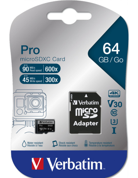 47042,MEMORIE SD CARD VERBATIM 64GB CLASA 10 ADAPTOR INCLUS "47042" (TIMBRU VERDE 0.03 LEI)