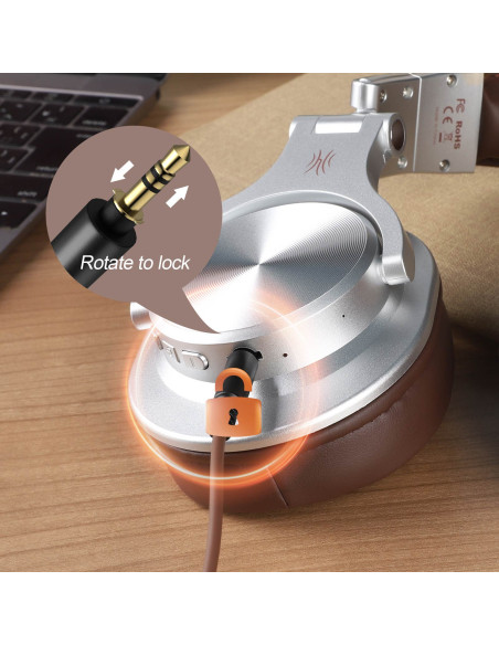 Fusion-A70-Silver,Casca OneOdio wireless, cu fir, tip over ear, utilizare multimedia, DJ, conectare prin Bluetooth 5.2 | Jack 3.