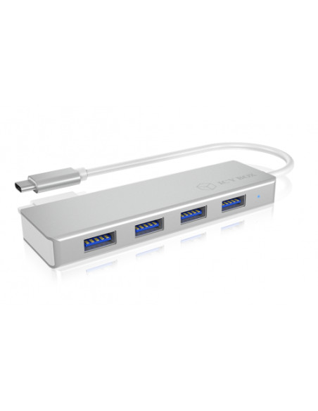 RY-IB-HUB1425-C3,Hub USB Raidsonic IcyBox IB-HUB1425-C3, USB-C, 4x USB 3.2 gen 1, Silver