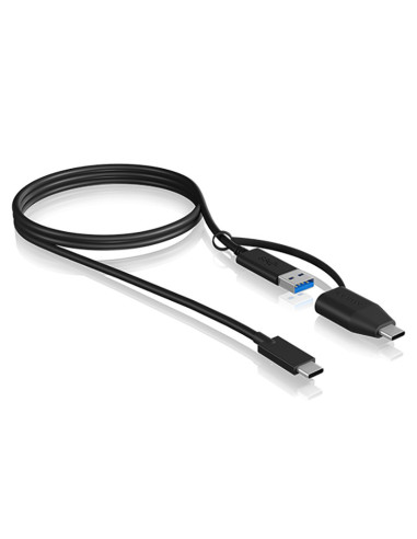 IB-CB034,Cablu alimentare si date Icy Box, pt smartphone USB 3.2 Type-C Gen 2 la USB Type-A/Type-C, Viteza: 10Gbit/s, 1m, plasti