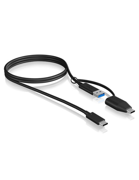 IB-CB034,Cablu alimentare si date Icy Box, pt smartphone USB 3.2 Type-C Gen 2 la USB Type-A/Type-C, Viteza: 10Gbit/s, 1m, plasti