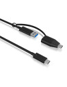 IB-CB034,Cablu alimentare si date Icy Box, pt smartphone USB 3.2 Type-C Gen 2 la USB Type-A/Type-C, Viteza: 10Gbit/s, 1m, plasti