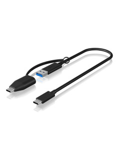 IB-CB033,Cablu alimentare si date Icy Box, pt smartphone USB 3.2 Type-C Gen 2, la USB Type-A/Type-C, 35cm, plastic, negru, "IB-C