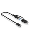 IB-CB033,Cablu alimentare si date Icy Box, pt smartphone USB 3.2 Type-C Gen 2, la USB Type-A/Type-C, 35cm, plastic, negru, "IB-C
