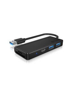 RY-IB-HUB1423CR-U3,HUB extern Icy Box, porturi USB: USB 3.0 x 2, USB-C x 1, conectare prin USB, card reader: SD/ MicroSD, plasti