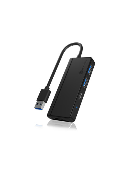 RY-IB-HUB1423CR-U3,HUB extern Icy Box, porturi USB: USB 3.0 x 2, USB-C x 1, conectare prin USB, card reader: SD/ MicroSD, plasti