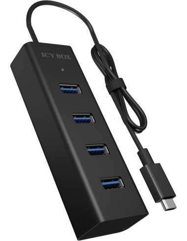 RY-IB-HUB1409-C3,HUB extern Icy Box, porturi USB: USB 3.0 x 4, conectare prin USB Type-C, aluminiu, negru, "IB-HUB1409-C3"