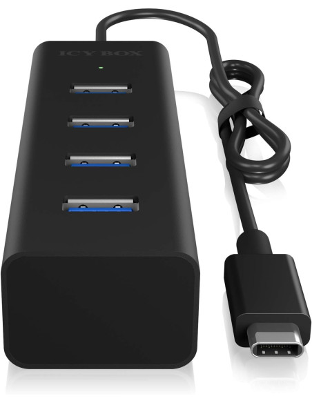 RY-IB-HUB1409-C3,HUB extern Icy Box, porturi USB: USB 3.0 x 4, conectare prin USB Type-C, aluminiu, negru, "IB-HUB1409-C3"
