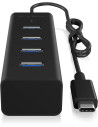 RY-IB-HUB1409-C3,HUB extern Icy Box, porturi USB: USB 3.0 x 4, conectare prin USB Type-C, aluminiu, negru, "IB-HUB1409-C3"