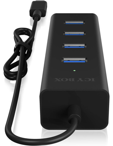 RY-IB-HUB1409-C3,HUB extern Icy Box, porturi USB: USB 3.0 x 4, conectare prin USB Type-C, aluminiu, negru, "IB-HUB1409-C3"