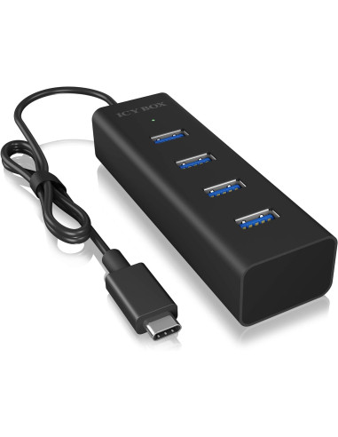 RY-IB-HUB1409-C3,HUB extern Icy Box, porturi USB: USB 3.0 x 4, conectare prin USB Type-C, aluminiu, negru, "IB-HUB1409-C3"