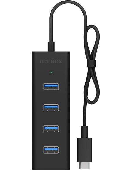 RY-IB-HUB1409-C3,HUB extern Icy Box, porturi USB: USB 3.0 x 4, conectare prin USB Type-C, aluminiu, negru, "IB-HUB1409-C3"