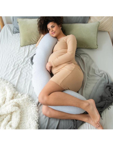 BB-B01,Doomoo - Perna mare pentru gravide si bebelusi 3 in 1, bumbac organic Buddy Light Grey