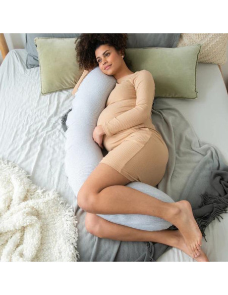 BB-B01,Doomoo - Perna mare pentru gravide si bebelusi 3 in 1, bumbac organic Buddy Light Grey