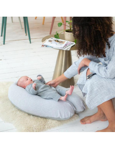 BB-B01,Doomoo - Perna mare pentru gravide si bebelusi 3 in 1, bumbac organic Buddy Light Grey