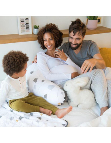 BB-B04,Doomoo - Perna mare pentru gravide si bebelusi 3 in 1, bumbac organic Buddy Bear Grey