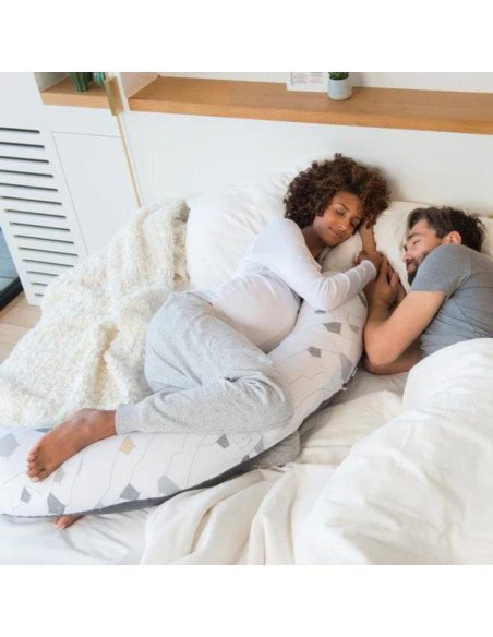 BB-B04,Doomoo - Perna mare pentru gravide si bebelusi 3 in 1, bumbac organic Buddy Bear Grey