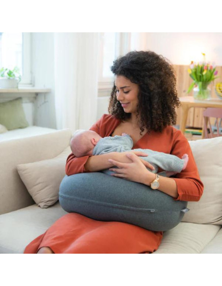 BB-B12,Doomoo - Perna mare pentru gravide si bebelusi 3 in 1, bumbac organic Buddy Chine Anthracite