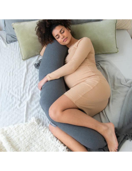 BB-B12,Doomoo - Perna mare pentru gravide si bebelusi 3 in 1, bumbac organic Buddy Chine Anthracite