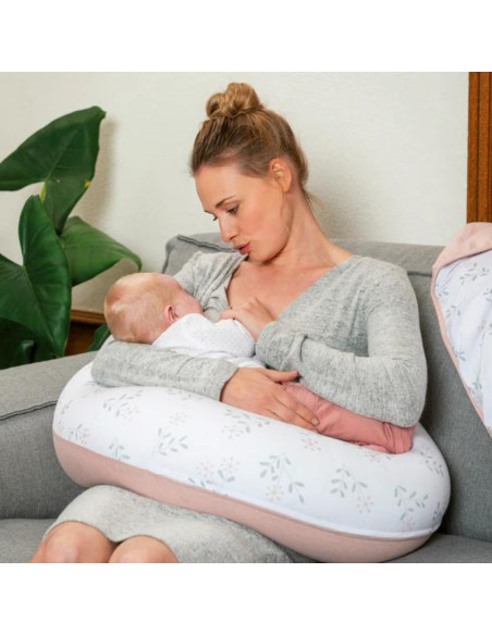 BB-B25,Doomoo - Perna mare pentru gravide si bebelusi 3 in 1, bumbac organic Buddy Spring Pink