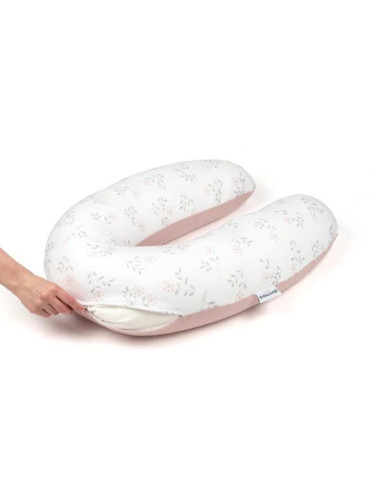BB-B25,Doomoo - Perna mare pentru gravide si bebelusi 3 in 1, bumbac organic Buddy Spring Pink