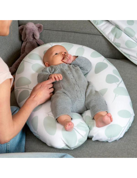 BB-B31,Doomoo - Perna mare pentru gravide si bebelusi 3 in 1, bumbac organic Buddy Leaves Aqua Green BB-B31,Doomoo - Perna mare pentru gravide si bebelusi 3 in 1, bumbac organic Buddy Leaves Aqua Green
