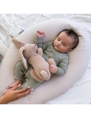 BB-35001027,Doomoo - Perna mare 3 in 1 Comfy Big Tetra Almond din bumbac organic: perna gravide, suport pentru hranire, suport p