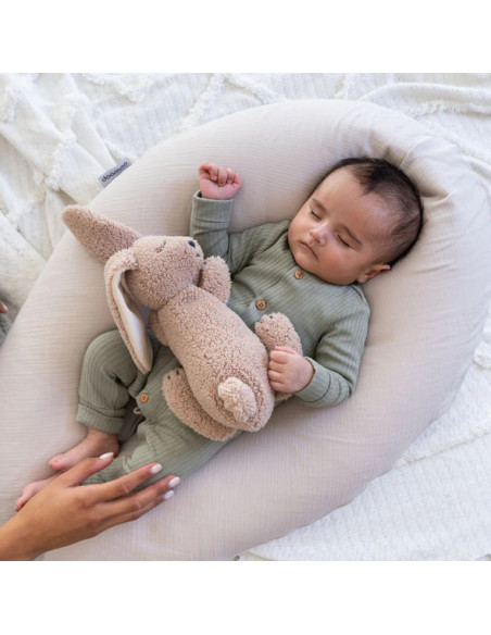 BB-35001027,Doomoo - Perna mare 3 in 1 Comfy Big Tetra Almond din bumbac organic: perna gravide, suport pentru hranire, suport p