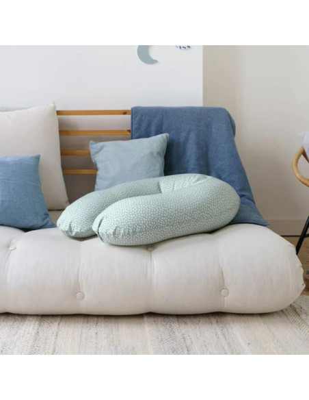 BB-B60,Doomoo - Perna mare pentru gravide si bebelusi 3 in 1, bumbac organic Buddy Cloudy Kaki