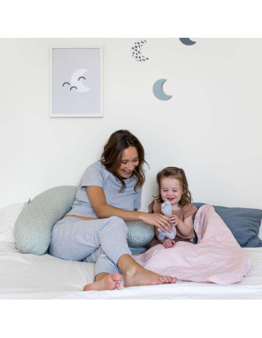 BB-B60,Doomoo - Perna mare pentru gravide si bebelusi 3 in 1, bumbac organic Buddy Cloudy Kaki