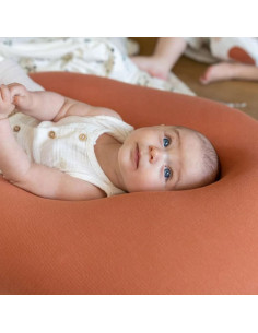 BB-B82,Doomoo - Perna mare pentru gravide si bebelusi 3 in 1, bumbac organic Buddy Tetra Jersey Terracotta 2