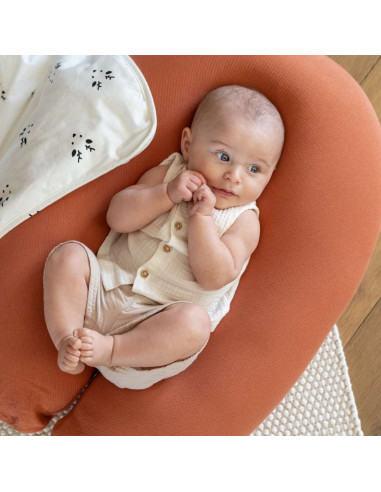 BB-B82,Doomoo - Perna mare pentru gravide si bebelusi 3 in 1, bumbac organic Buddy Tetra Jersey Terracotta