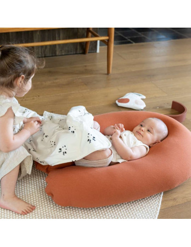 BB-B82,Doomoo - Perna mare pentru gravide si bebelusi 3 in 1, bumbac organic Buddy Tetra Jersey Terracotta