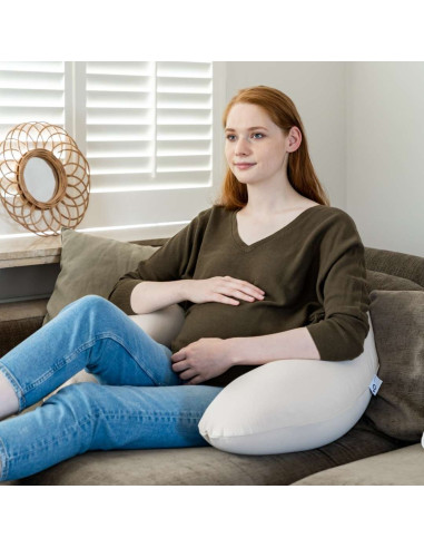 BB-B83,Doomoo - Perna mare pentru gravide si bebelusi 3 in 1, bumbac organic Buddy Tetra Jersey Sand