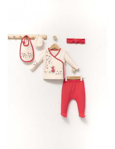 UP-tgs_4365_1,Set de 5 piese pentru nou nascut Scufita rosie, Tongs baby (Culoare: Roz)