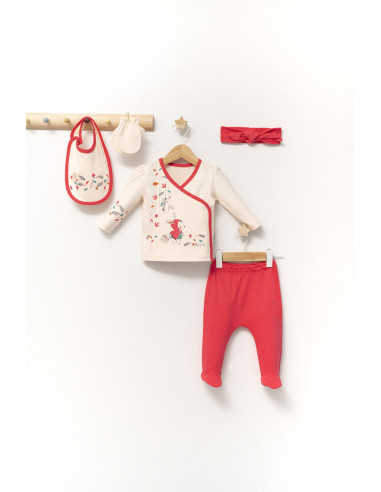 UP-tgs_4365_1,Set de 5 piese pentru nou nascut Scufita rosie, Tongs baby (Culoare: Roz)