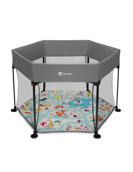 BN-LO-ROEL_GREY_MULTICOLOR,Lionelo - Tarc de joaca Roel, Pliere ultra-compacta, Conform cu standardul europeane de securitate EN