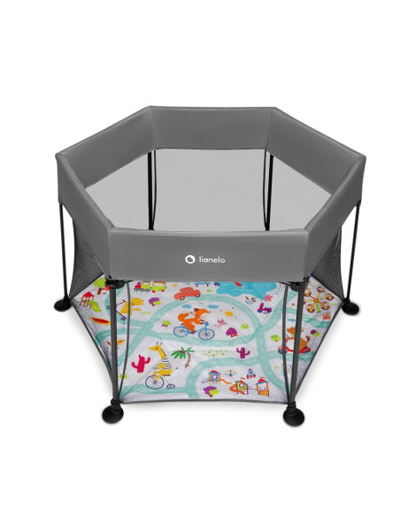 BN-LO-ROEL_GREY_MULTICOLOR,Lionelo - Tarc de joaca Roel, Pliere ultra-compacta, Conform cu standardul europeane de securitate EN