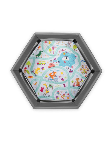 BN-LO-ROEL_GREY_MULTICOLOR,Lionelo - Tarc de joaca Roel, Pliere ultra-compacta, Conform cu standardul europeane de securitate EN