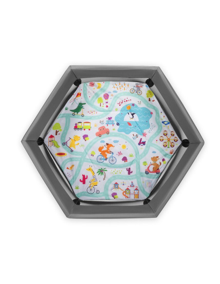 BN-LO-ROEL_GREY_MULTICOLOR,Lionelo - Tarc de joaca Roel, Pliere ultra-compacta, Conform cu standardul europeane de securitate EN