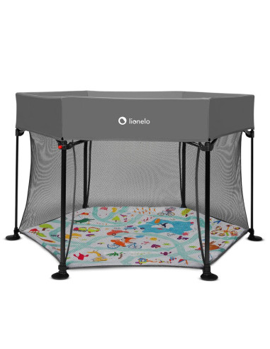 BN-LO-ROEL_GREY_MULTICOLOR,Lionelo - Tarc de joaca Roel, Pliere ultra-compacta, Conform cu standardul europeane de securitate EN