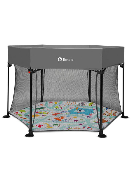 BN-LO-ROEL_GREY_MULTICOLOR,Lionelo - Tarc de joaca Roel, Pliere ultra-compacta, Conform cu standardul europeane de securitate EN