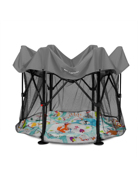 BN-LO-ROEL_GREY_MULTICOLOR,Lionelo - Tarc de joaca Roel, Pliere ultra-compacta, Conform cu standardul europeane de securitate EN