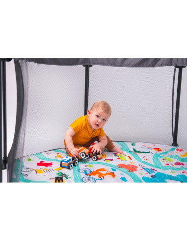 BN-LO-ROEL_GREY_MULTICOLOR,Lionelo - Tarc de joaca Roel, Pliere ultra-compacta, Conform cu standardul europeane de securitate EN