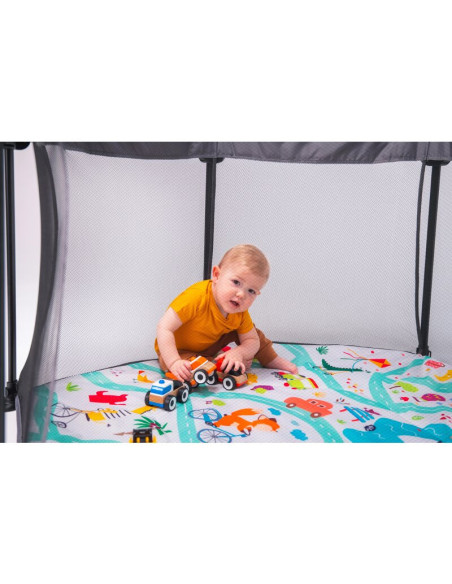 BN-LO-ROEL_GREY_MULTICOLOR,Lionelo - Tarc de joaca Roel, Pliere ultra-compacta, Conform cu standardul europeane de securitate EN