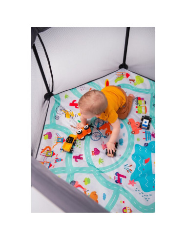 BN-LO-ROEL_GREY_MULTICOLOR,Lionelo - Tarc de joaca Roel, Pliere ultra-compacta, Conform cu standardul europeane de securitate EN