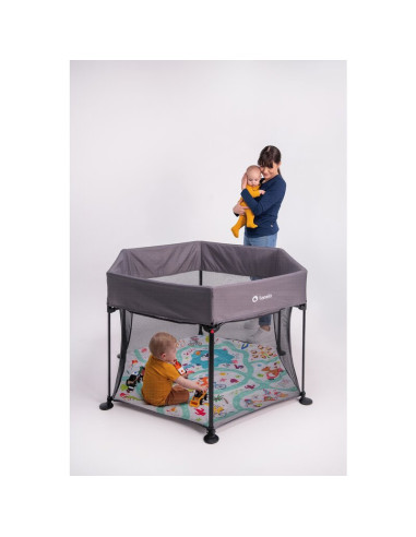 BN-LO-ROEL_GREY_MULTICOLOR,Lionelo - Tarc de joaca Roel, Pliere ultra-compacta, Conform cu standardul europeane de securitate EN
