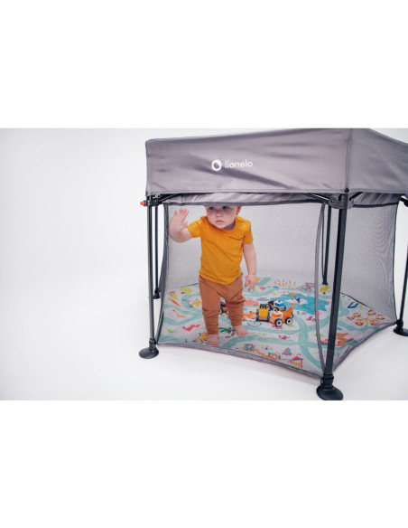 BN-LO-ROEL_GREY_MULTICOLOR,Lionelo - Tarc de joaca Roel, Pliere ultra-compacta, Conform cu standardul europeane de securitate EN