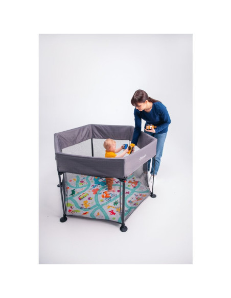 BN-LO-ROEL_GREY_MULTICOLOR,Lionelo - Tarc de joaca Roel, Pliere ultra-compacta, Conform cu standardul europeane de securitate EN